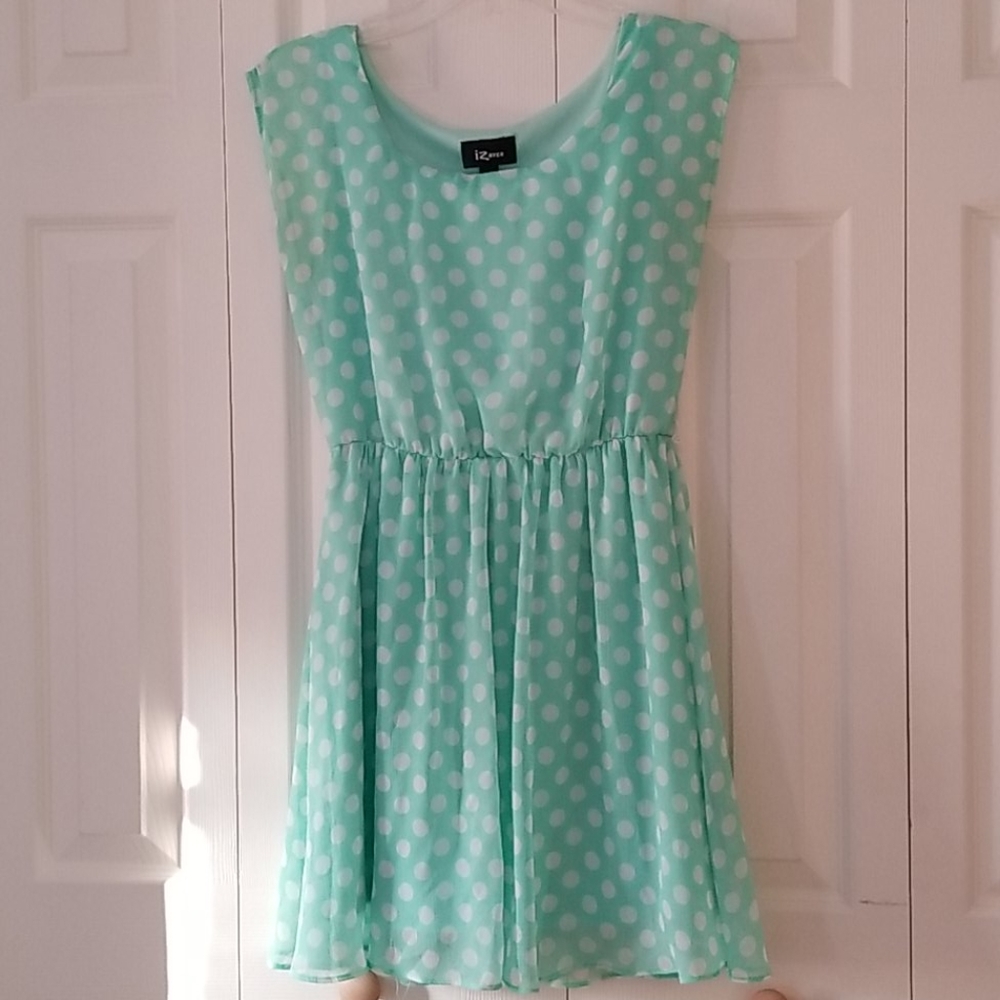Aqua polka dot dress